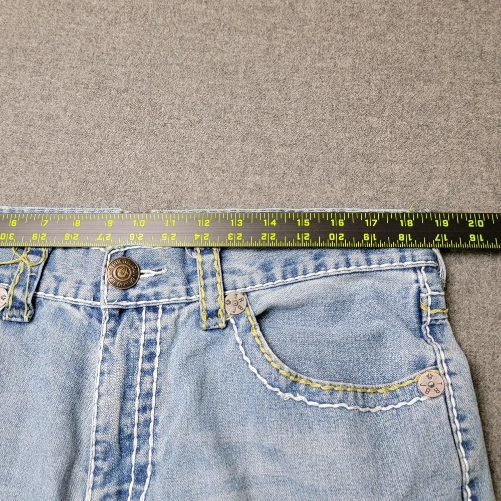 True Religion‎ Ricky Super T Jeans Mens 37x33 Blue Distressed Denim Made USA